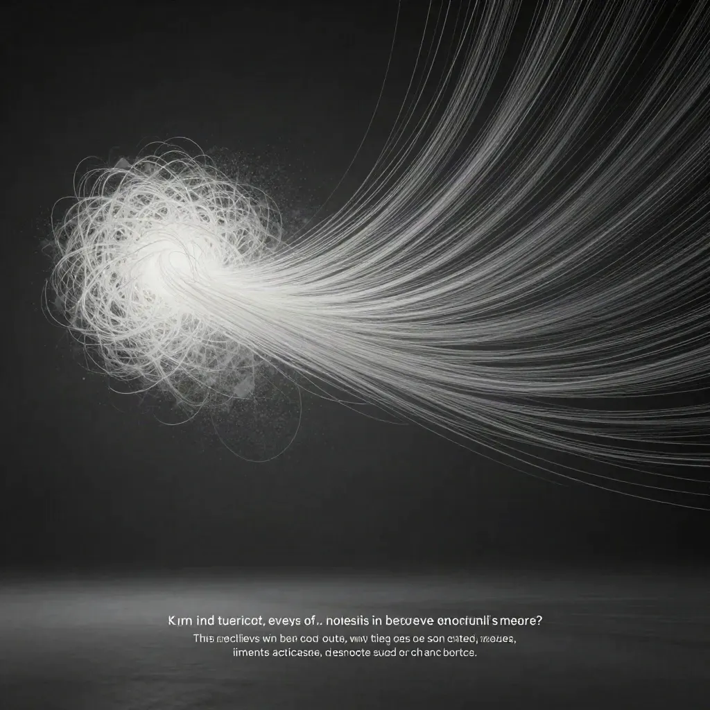 Silver filaments converge into a soft white bloom in dark graphite haze, off-centre for copy.